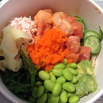 Poki One N Half - Small bowl with tuna and yellow tail... plus all the fixin's - Poke Near Me - San Diego, California