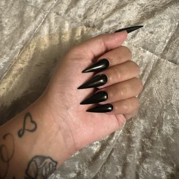 LV Nails & Spa - Black Acrylic stiletto nails - Nail Salons Near Me - Henderson, Nevada LV Nails & Spa - Black Acrylic stiletto nails - Nail Salons Near Me - Henderson, Nevada