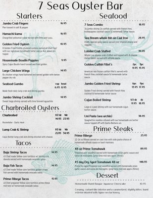 Menu photo 8 7 Seas Oyster Bar Houston, TX
