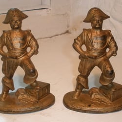 Books of Aurora - Bookends - Pirates   Approximately 5 3/4" x 4 ", plated cast iron. Hubley #420, early 1900's.,