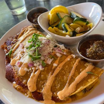 Seis Kitchen - Pibil Quesadilla and Calabacitas on the side - Mexican Near Me - Tucson, Arizona Seis Kitchen - Pibil Quesadilla and Calabacitas on the side - Mexican Near Me - Tucson, Arizona
