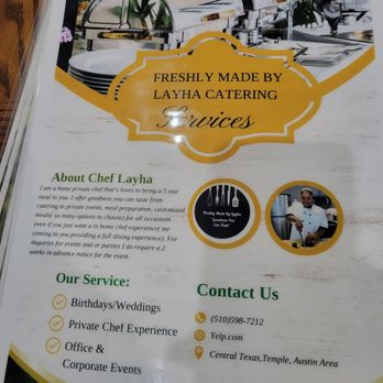 Freshly Made By Layha - Professional laminate menu, 6 pages! - Personal Chefs Near Me Freshly Made By Layha - Professional laminate menu, 6 pages! - Personal Chefs Near Me
