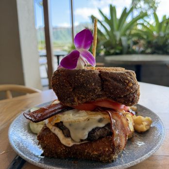 Deck. - French toast cheeseburger with bacon and egg - Hawaiian Near Me - Honolulu, Hawaii