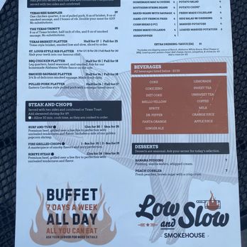 Low and Slow Smokehouse - A pic of the menu - Smokehouse Near Me - Smithfield, North Carolina Low and Slow Smokehouse - A pic of the menu - Smokehouse Near Me - Smithfield, North Carolina
