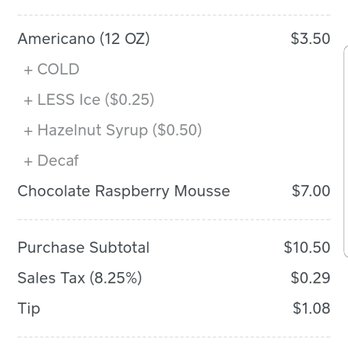 Tout Suite - Receipt charging me for wanting less ice - Cafes Near Me - Houston, Texas Tout Suite - Receipt charging me for wanting less ice - Cafes Near Me - Houston, Texas