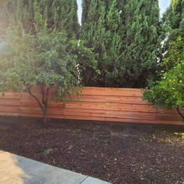 Horizontal fence in the backyard
