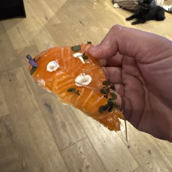 Jarbecue - Crispy crust, perfectly seasoned smoked salmon with truffle oil - Korean Near Me - Santa Ana, California