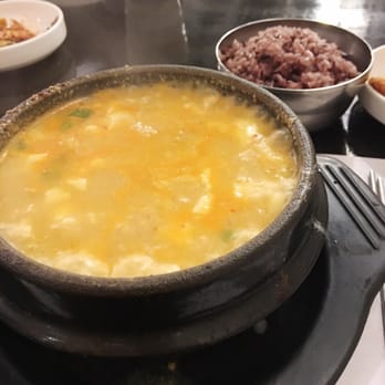 Soy Tofu - Mild beef, before mixing (aka tofu is hiding) & purple rice - Korean Near Me - La Palma, California Soy Tofu - Mild beef, before mixing (aka tofu is hiding) & purple rice - Korean Near Me - La Palma, California