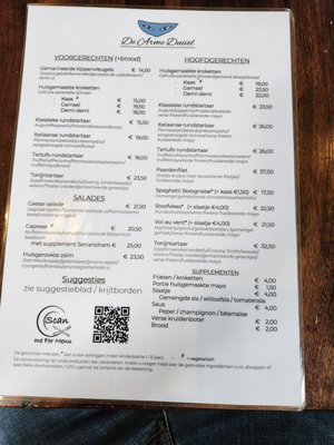Menu photo 1 De Arme Duivel Antwerp, VAN Menu photo 1 De Arme Duivel Antwerp, VAN