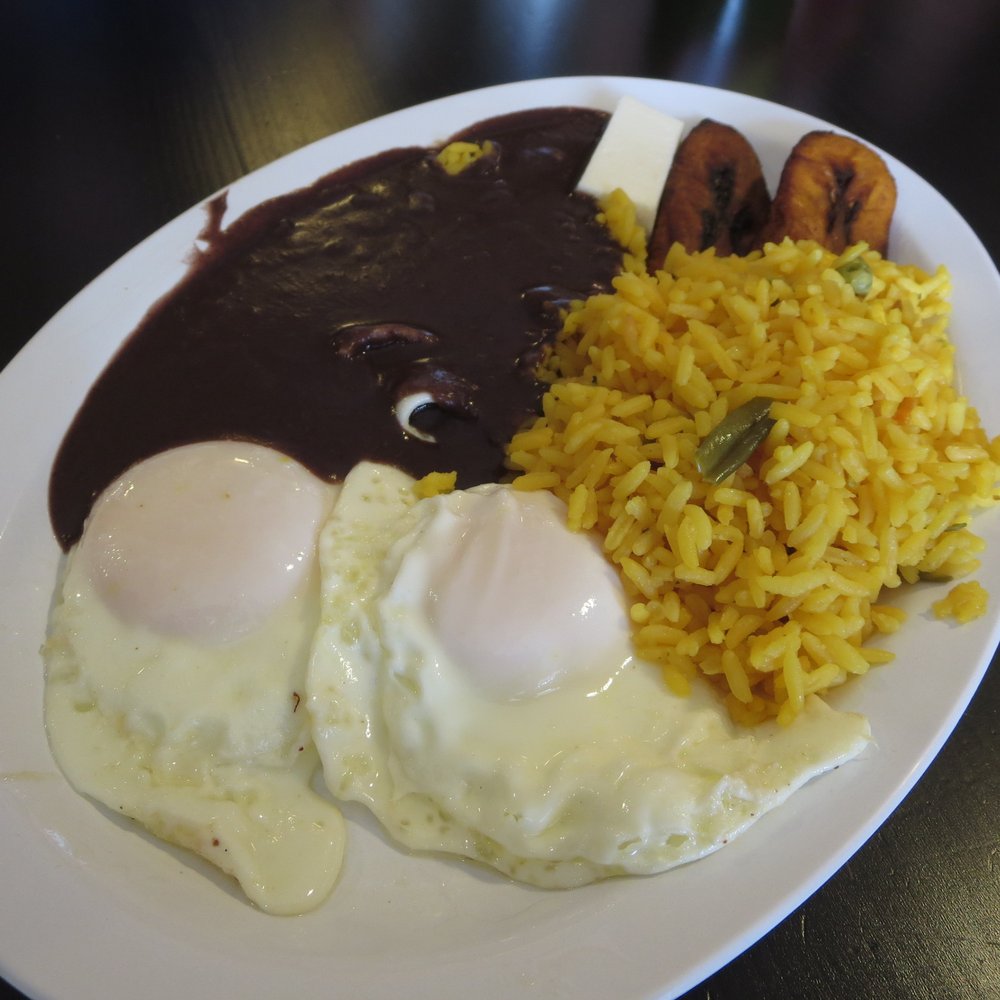 Xela Pan Cafe - Desayuno Chapin - breakfast plate with rice, beans, eggs, cheese, plantains, and corn tortillas. - Bakeries Near Me - Atlanta, Georgia Xela Pan Cafe - Desayuno Chapin - breakfast plate with rice, beans, eggs, cheese, plantains, and corn tortillas. - Bakeries Near Me - Atlanta, Georgia