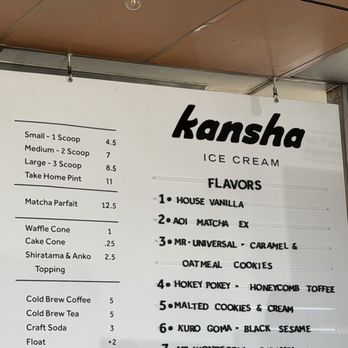 Kansha Creamery - Menu today - 3/24/26. Owner said flavors switch up weekly - Ice Cream & Frozen Yogurt Near Me - Torrance, California Kansha Creamery - Menu today - 3/24/26. Owner said flavors switch up weekly - Ice Cream & Frozen Yogurt Near Me - Torrance, California