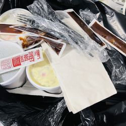 Sonny's BBQ - How containers and sauces looked for my takeout order. It was packed carefully and very well.