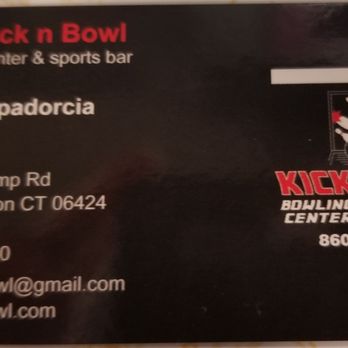 Kickback n Bowl - a close up of a business card - Bowling Near Me - East Hampton, Connecticut Kickback n Bowl - a close up of a business card - Bowling Near Me - East Hampton, Connecticut