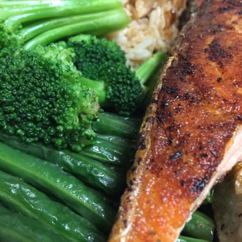 iGrill - Jerk Salmon with double veggies and pineapple fried rice! - Hawaiian Near Me - Nanuet, New York iGrill - Jerk Salmon with double veggies and pineapple fried rice! - Hawaiian Near Me - Nanuet, New York
