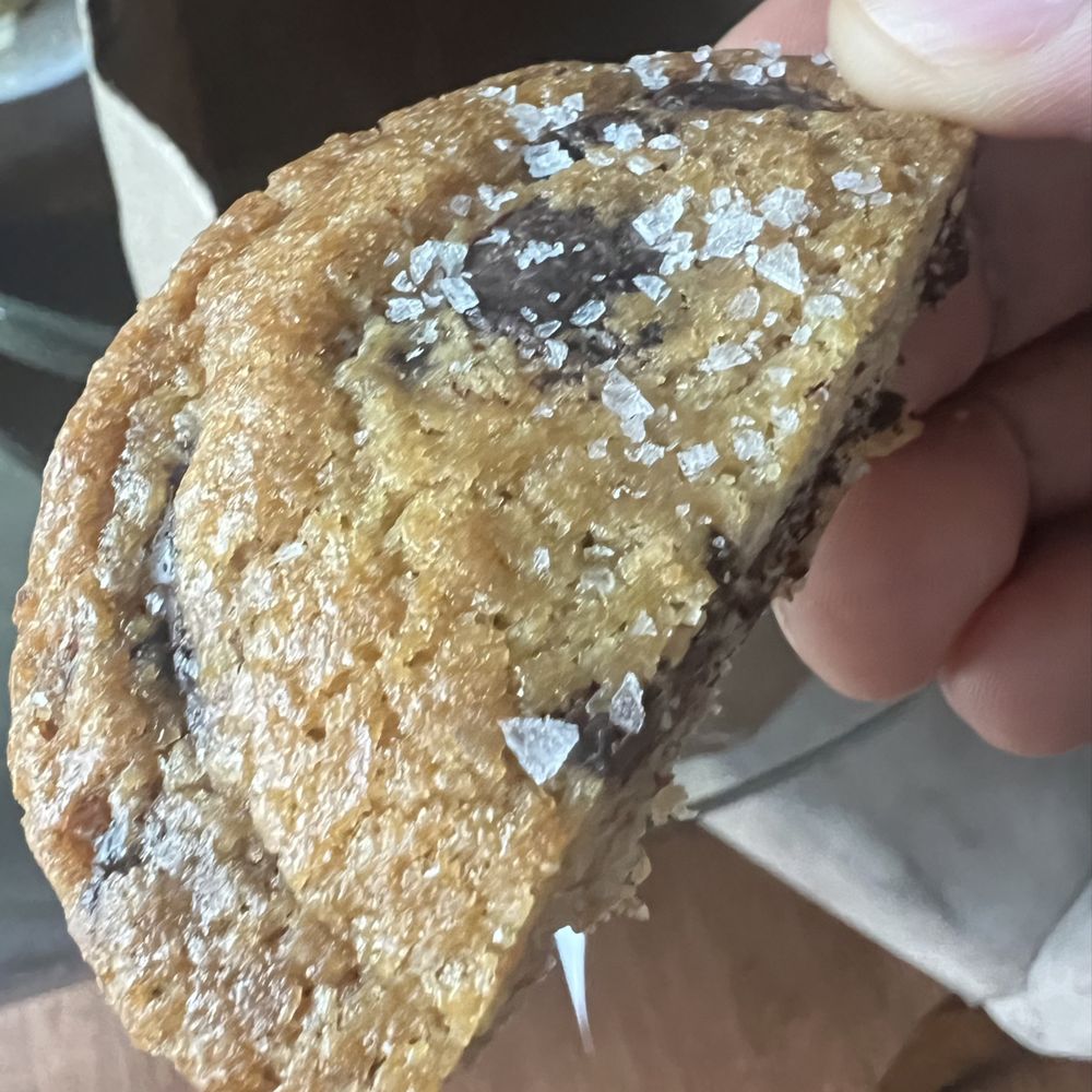 Dough Mama - Salted Chocolate Chip Cookie. The flavor is definitely there but it was slightly dry. Still good though. - Bakeries Near Me - Columbus, Ohio Dough Mama - Salted Chocolate Chip Cookie. The flavor is definitely there but it was slightly dry. Still good though. - Bakeries Near Me - Columbus, Ohio