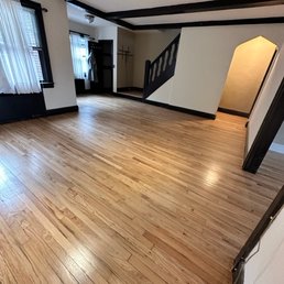 Finished, newly sanded and sealed floors. Original white oak with clear poly.