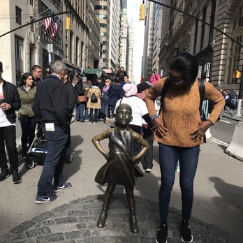 Fearless Girl - 19 October 2018 -- with the Fearless Girl Statute at the old location next to Bowling Green Park in Lower Manhattan. - Landmarks & Historical Buildings Near Me - New York, New York Fearless Girl - 19 October 2018 -- with the Fearless Girl Statute at the old location next to Bowling Green Park in Lower Manhattan. - Landmarks & Historical Buildings Near Me - New York, New York
