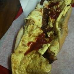 Anna's Sandwich Shop - Bacon egg and cheese on Italian hoagie roll