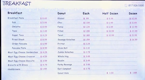 Menu photo 2 Paul's Donuts Subs & Gyros Fort Worth, TX