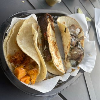 El Mero Taco - brisket quesadilla, chorizo rojo taco, albondigas and collards taco. - Mexican Near Me - Memphis, Tennessee El Mero Taco - brisket quesadilla, chorizo rojo taco, albondigas and collards taco. - Mexican Near Me - Memphis, Tennessee