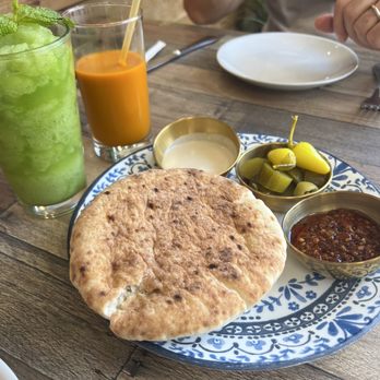 Popular - Limonana and carrot juice, Pita Refill with tahini, pickles and chili - Mediterranean Near Me - Encino , California Popular - Limonana and carrot juice, Pita Refill with tahini, pickles and chili - Mediterranean Near Me - Encino , California