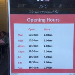 KFC - Opening hours