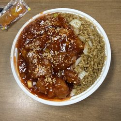 Hong Kong - Sesame chicken with Chicken Fried Rice