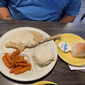Kirby's Cafe - Chicken cutlet special w/glazed carrots, mash potatoes, and a roll - Breakfast & Brunch Near Me - Okmulgee, Oklahoma Kirby's Cafe - Chicken cutlet special w/glazed carrots, mash potatoes, and a roll - Breakfast & Brunch Near Me - Okmulgee, Oklahoma