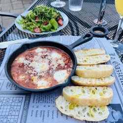 Bistro Polaris At Black Star Farms - First course, Baked mozzarella was delicious! Yummy dressing on the salad.