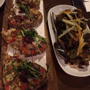 Range Restaurant - Artichoke burrata toast & Brussel sprouts - New American Near Me - Denver, Colorado