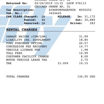 Thrifty Rent A Car - Picture of additional charges not stated when I added the car to my flight - Car Rental Near Me - Chicago, Illinois Thrifty Rent A Car - Picture of additional charges not stated when I added the car to my flight - Car Rental Near Me - Chicago, Illinois