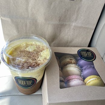 Rooftop Macarons - Egg coffee and assorted macaroons. The macaroons are the best! - Macarons Near Me - Sacramento, California Rooftop Macarons - Egg coffee and assorted macaroons. The macaroons are the best! - Macarons Near Me - Sacramento, California