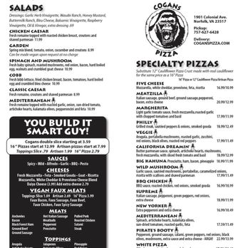 Cogans Pizza Ghent - Menu - Pizza Near Me - Norfolk, Virginia