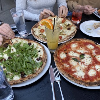 Quattro - 1. figs, arugula and goat cheese 2. artichoke 3. Margherita mozzarella di bufala - Pizza Near Me - Boston, Massachusetts Quattro - 1. figs, arugula and goat cheese 2. artichoke 3. Margherita mozzarella di bufala - Pizza Near Me - Boston, Massachusetts