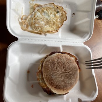 Firebird Cafe - a breakfast sandwich in a styrofoam container - New American Near Me - Essex Junction, Vermont Firebird Cafe - a breakfast sandwich in a styrofoam container - New American Near Me - Essex Junction, Vermont