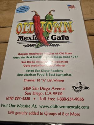 Menu photo 5 Old Town Mexican Cafe San Diego, CA Menu photo 5 Old Town Mexican Cafe San Diego, CA