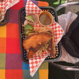 Grilled cheese birria sandwich.