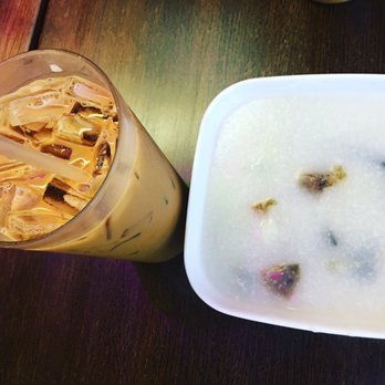Kowloon Cafe - Ice HK Milk tea w/ congee! "Pai Dan Sol Yuk Jook"! Mmm - Hong Kong Style Cafe Near Me - Brooklyn, New York Kowloon Cafe - Ice HK Milk tea w/ congee! "Pai Dan Sol Yuk Jook"! Mmm - Hong Kong Style Cafe Near Me - Brooklyn, New York
