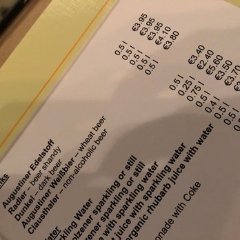 Augustiner-Keller - Part of the beer menu - Bavarian Near Me - Munich, BY