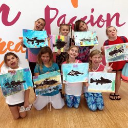 Abrakadoodle - More homeschool kids learning Japanese fish printing!