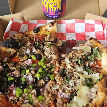Cinders Wood Fired Pizza - Half Sicilian Half supreme. So freaking good!!! And the - Pizza Near Me - Redding, California Cinders Wood Fired Pizza - Half Sicilian Half supreme. So freaking good!!! And the - Pizza Near Me - Redding, California