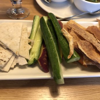 True Food Kitchen - Chips and veggies to go with thr For the Table appetizer. Soft pita, crispy pita, zucchini and carrots, - Vegetarian Near Me - Plano, Texas True Food Kitchen - Chips and veggies to go with thr For the Table appetizer. Soft pita, crispy pita, zucchini and carrots, - Vegetarian Near Me - Plano, Texas