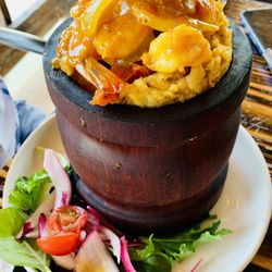 Campo Mofongo - Shrimp Mofongo very delicious with a side salad