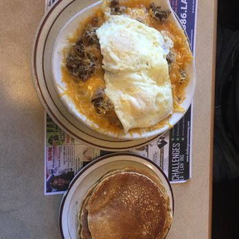 Flap Jack Family Restaurant - Regular size skillet with sausage and a side of flapjacks - Breakfast & Brunch Near Me - Lansing, Michigan