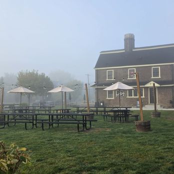 The Congregation Detroit - Patio on a foggy morning - Coffee & Tea Near Me - Detroit, Michigan