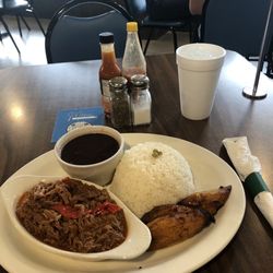 Ropa Vieja White Rice Black Beans PLATANOS MADUROS SWEET FRIED PLANTAINS)