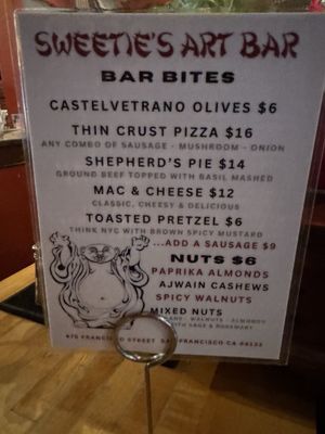 Menu photo 2 Sweetie's Art Bar San Francisco, CA Menu photo 2 Sweetie's Art Bar San Francisco, CA