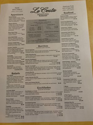 Menu photo 5 La Costa Mexican Restaurant American Fork, UT Menu photo 5 La Costa Mexican Restaurant American Fork, UT