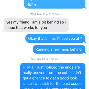 The Associated Hair - Postponed appointment without informing me a couple hours before appointment - Hair Stylists Near Me - Fullerton, California