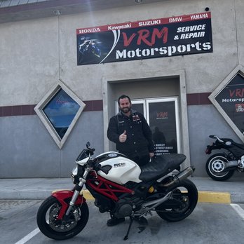 VRM Motorsports - Vincent and my Ducati in front of the Shop - Motorcycle Repair Near Me - Hesperia, California VRM Motorsports - Vincent and my Ducati in front of the Shop - Motorcycle Repair Near Me - Hesperia, California